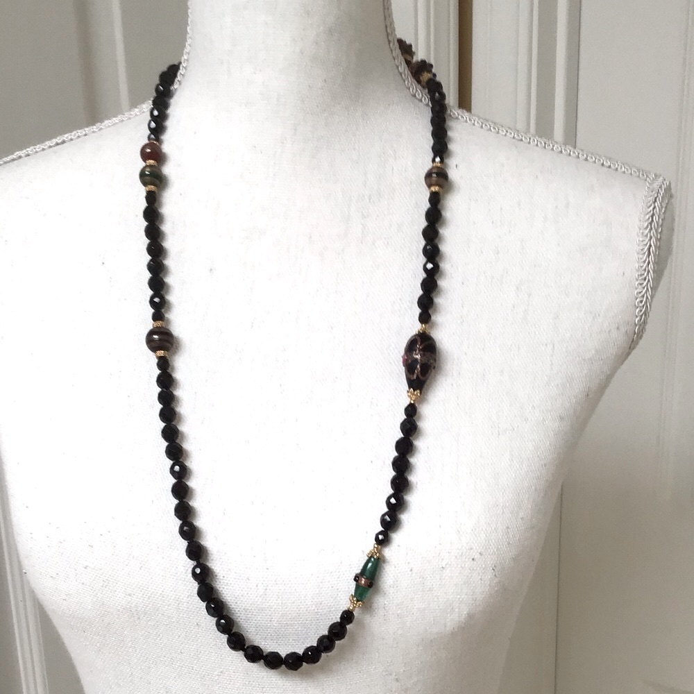 Black Onyx Beads with Multi Colored All Natural Stones.